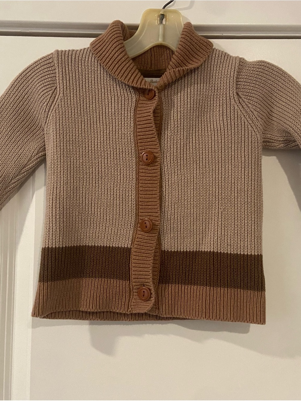 Tommy Bahama Two-Tone Beige and Brown Ribbed Button Cardigan
